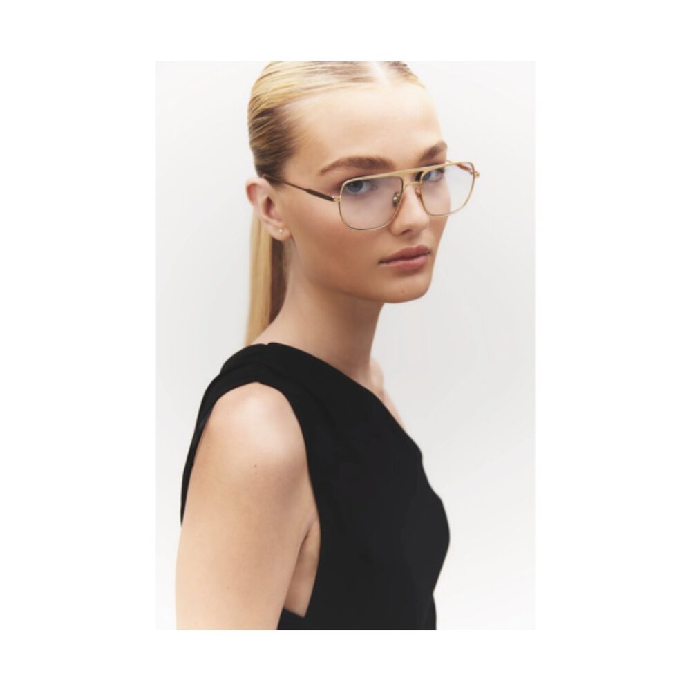 Elisa Johnson Jane Aviator Sunglasses in Gold Metal – New in Box